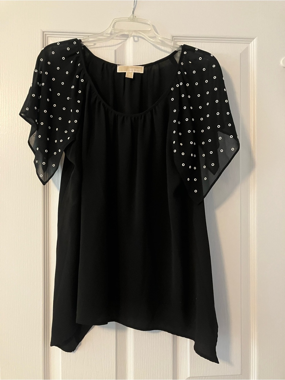 Michael Kors Black White Rivet Sleeve Women’s Blouse Medium